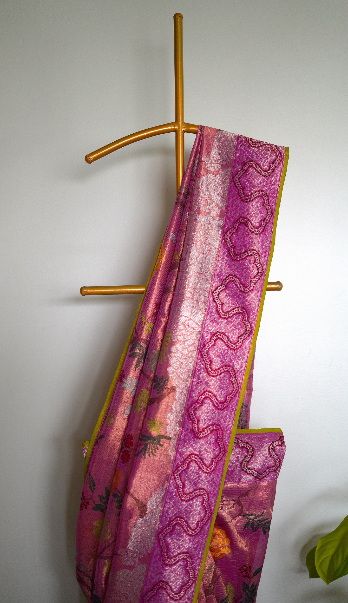 Double Tissue Saree in Flame Orange