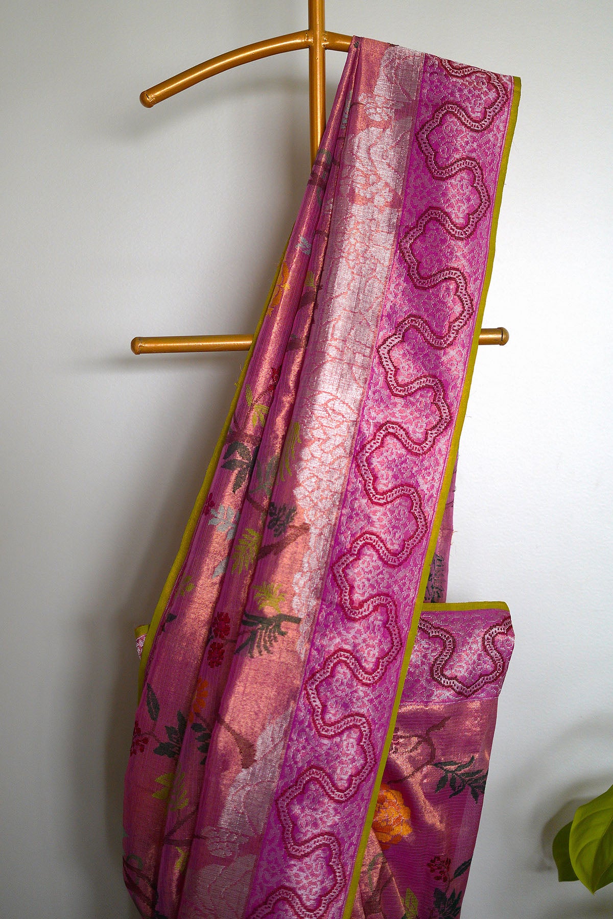 Double Tissue Saree in Flame Orange