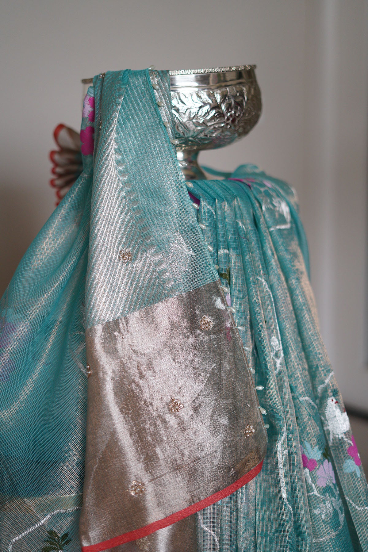 Gorgeous Blue Saree with 6 Inch Zari Border