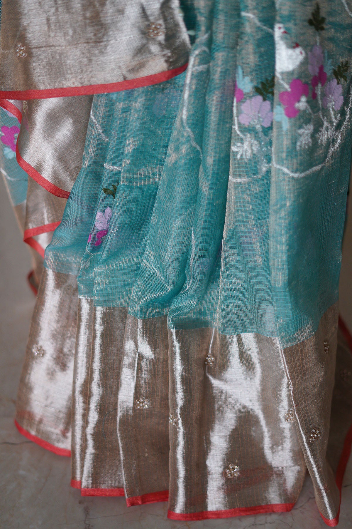 Gorgeous Blue Saree with 6 Inch Zari Border