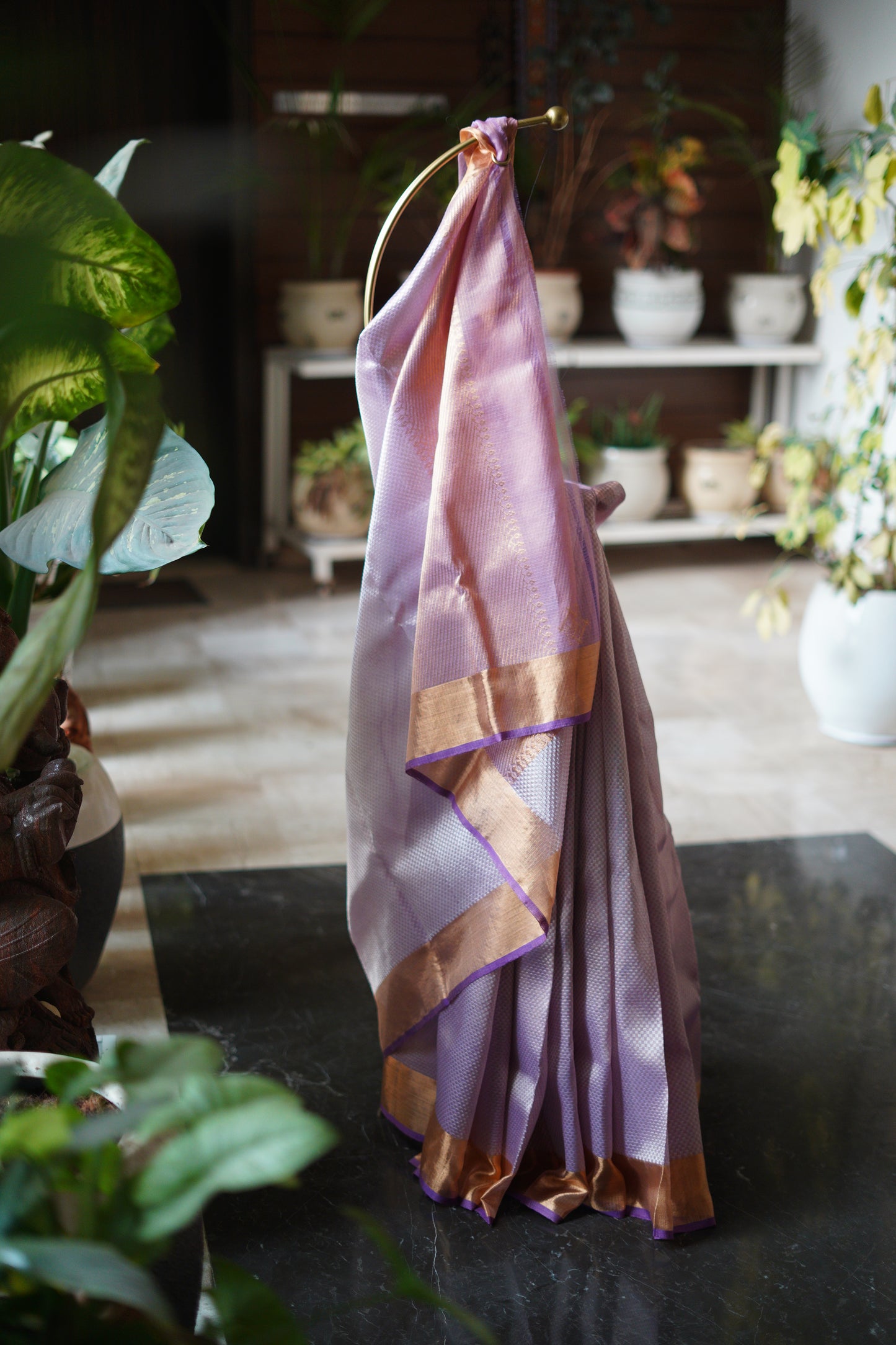 Lavender Saree with An Original Chokdi Design