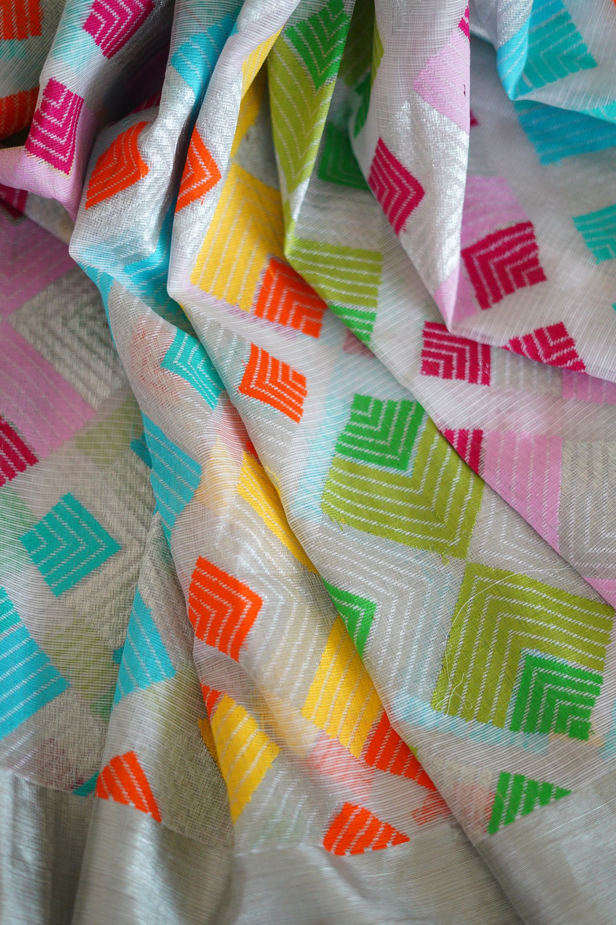off White Phulkari Design in Multicolour