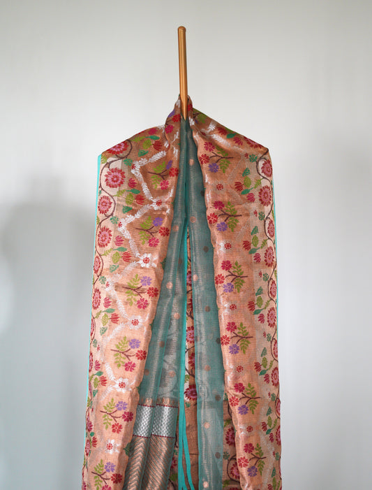 Big Minakari Border Blue Saree