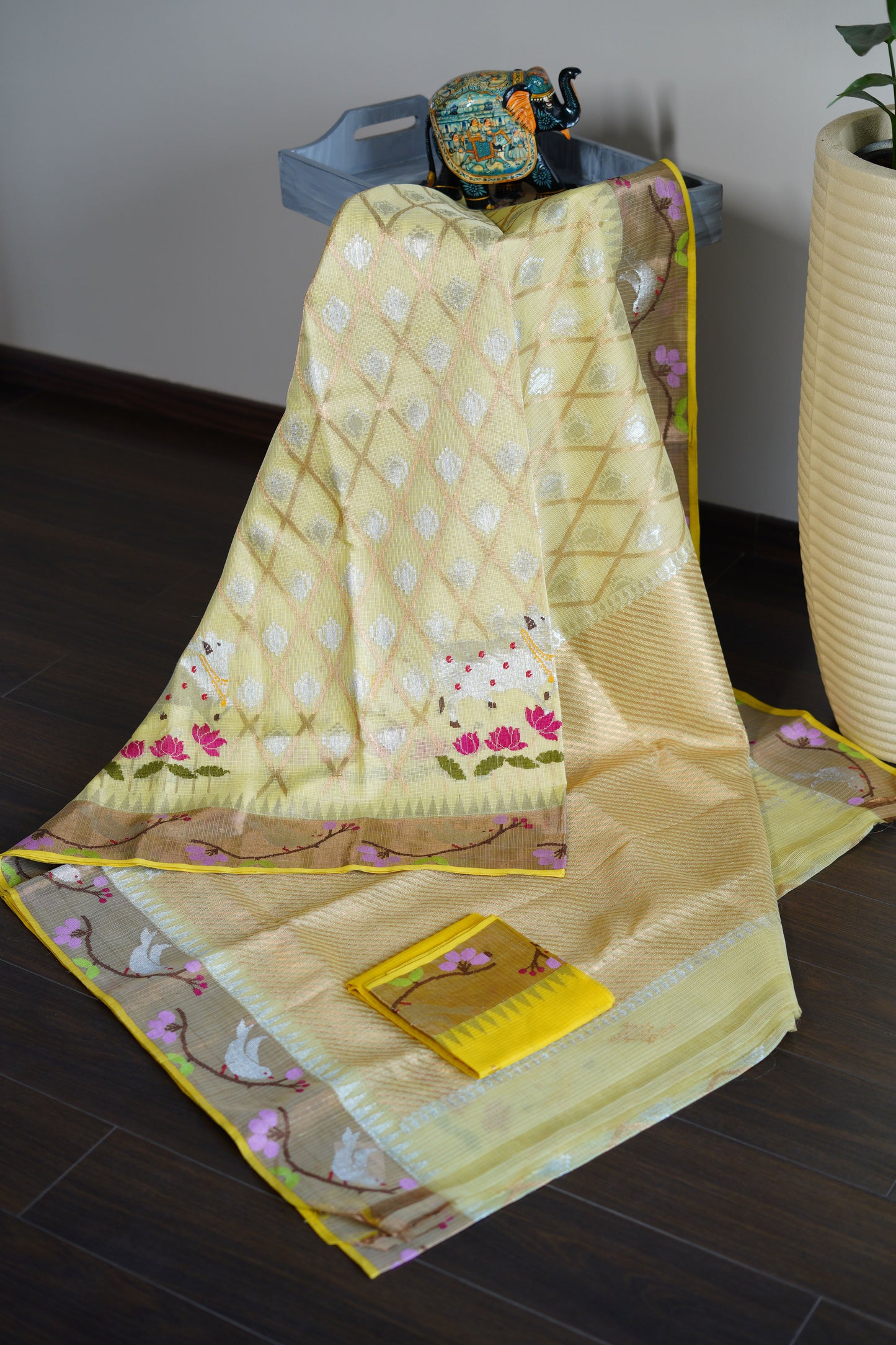 Powder Yellow Saree