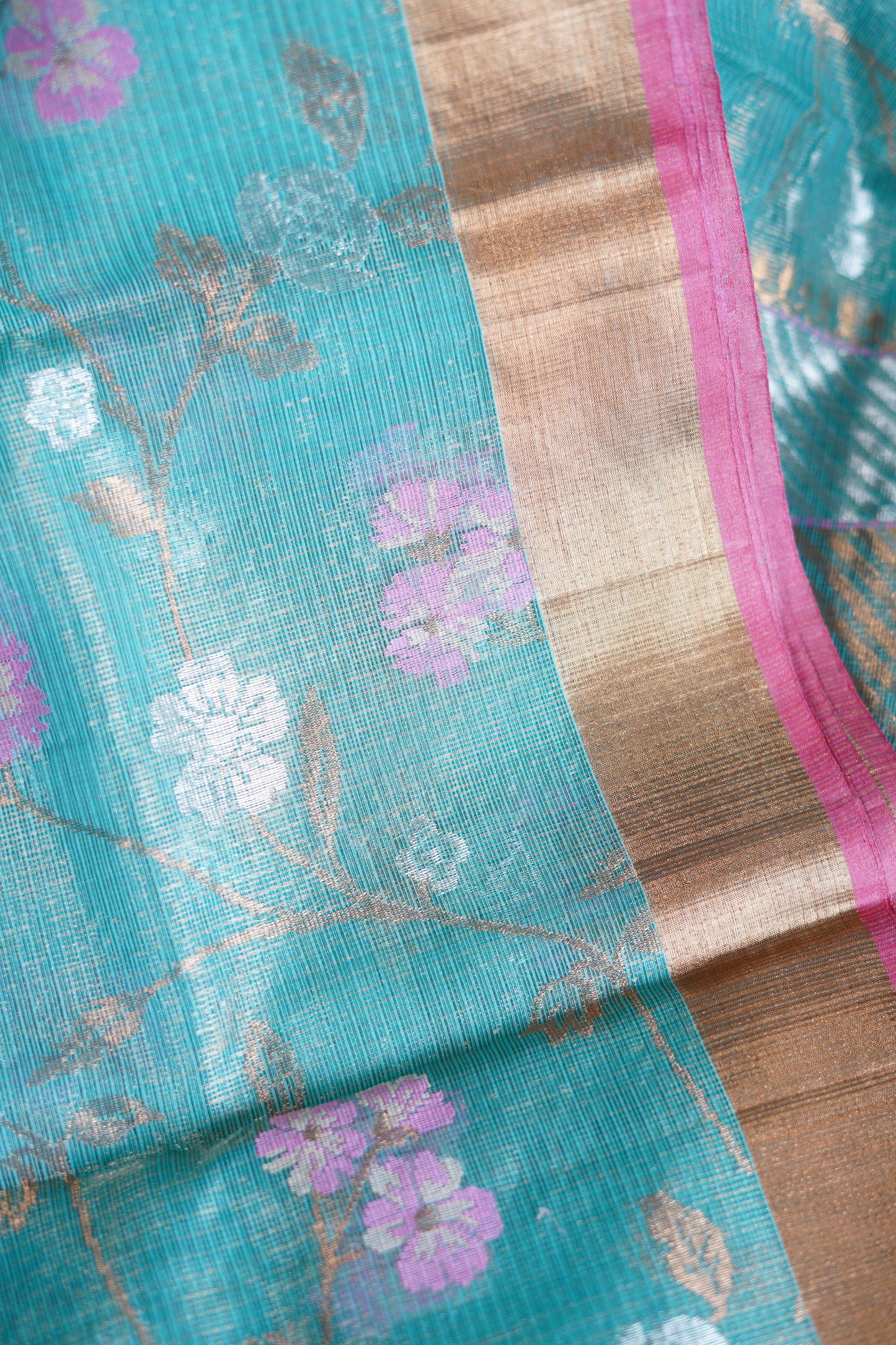 Turquoise Blue Single Tissue Saree