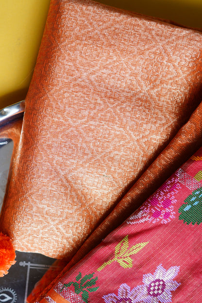 Flame Orange Weave Saree