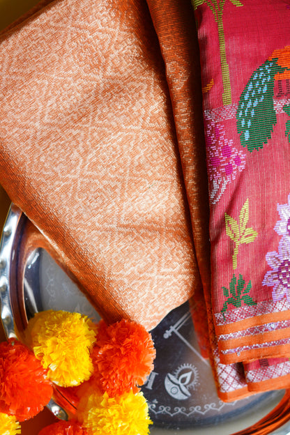 Flame Orange Weave Saree