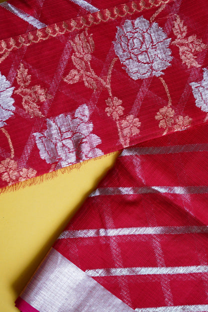 Bright Sindoori Red Non Tissue Saree